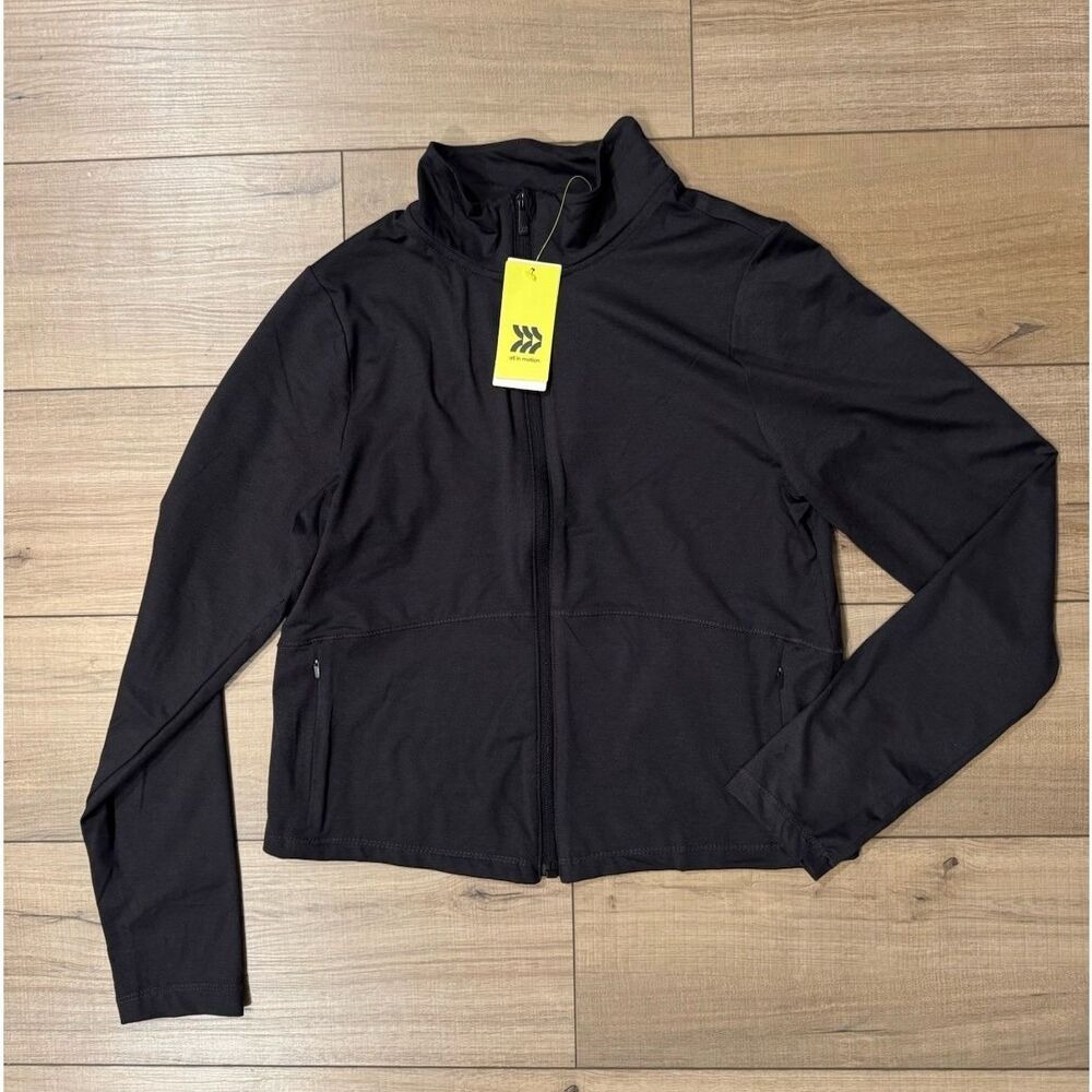All in Motion Soft Stretch Full Zip Jacket Womens Medium Black Athletic